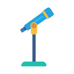 Flat design telescope illustration on a black background