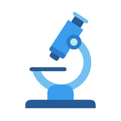 Blue flat design microscope illustration on a black background