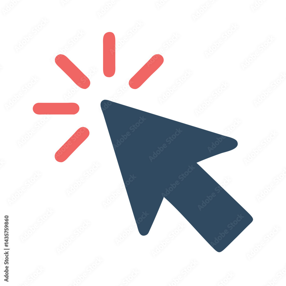 Poster mouse click cursor icon, hand pointer symbol on black