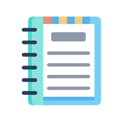 Flat vector illustration of an open notebook with dividers