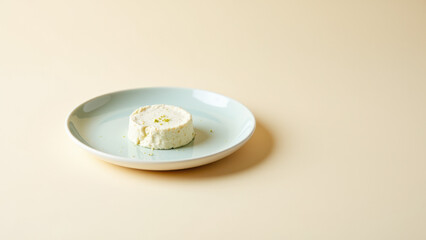 Small white plate with single serving of Mediterranean food on top.