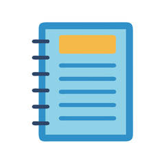 Obraz premium Flat design blue notebook with ring binding graphic illustration