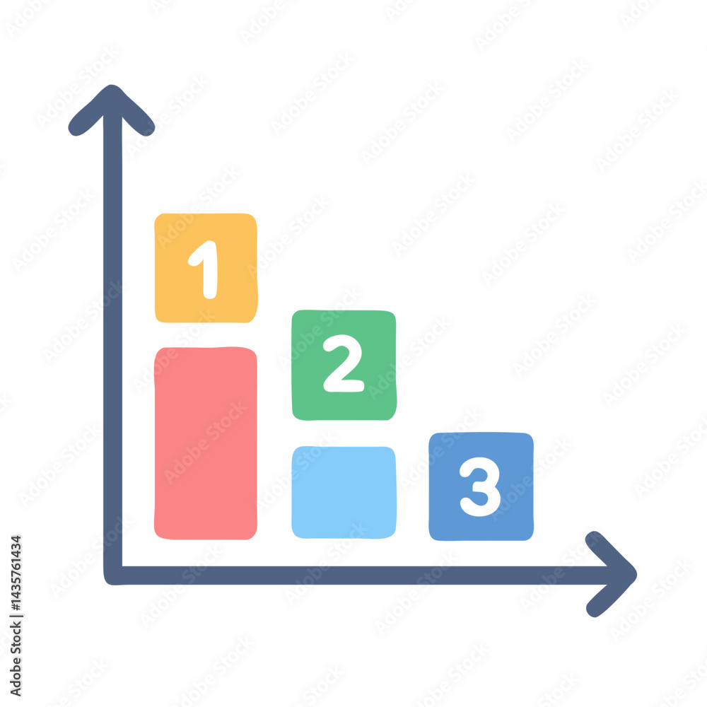 Aufkleber descending bar chart with number indicators on black background