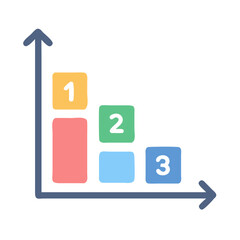 Descending bar chart with number indicators on black background