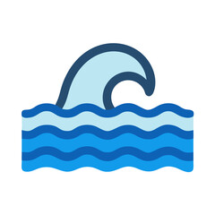 Stylized wave illustration with layered blue hues on black