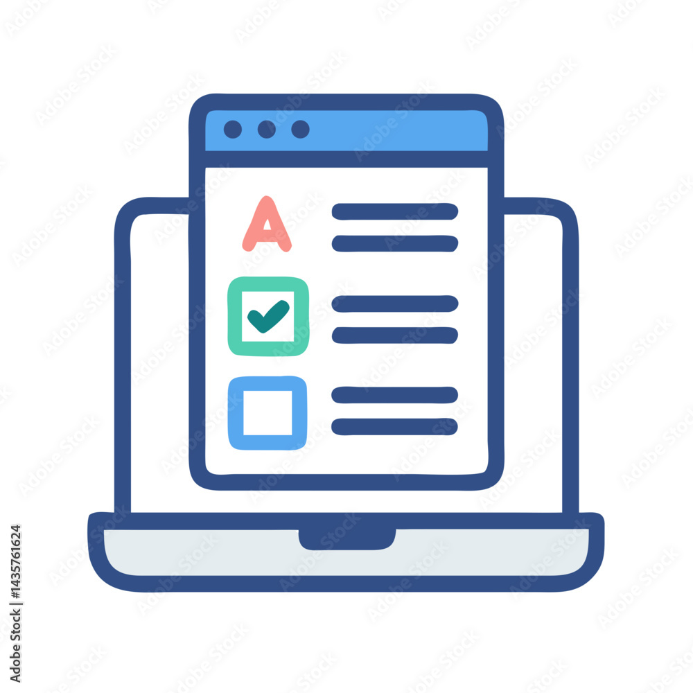 Poster digital exam on laptop screen with checkbox selection