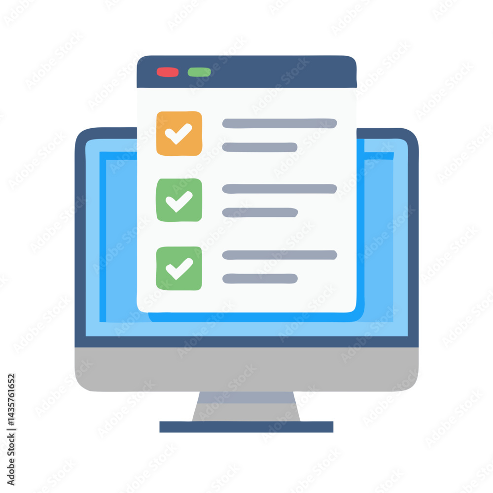 Poster digital checklist on computer screen representing tasks completed