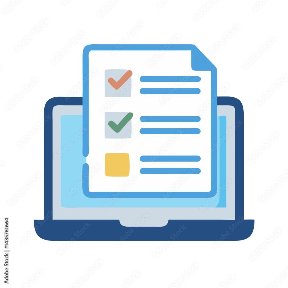 Poster online checklist on computer screen showing tasks completed