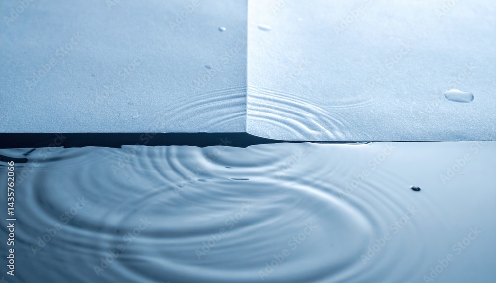 Poster water droplet action creating ripples on paper surface indoor environment close-up view concept of t