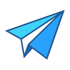 Stylized paper airplane icon against a black background, graphic