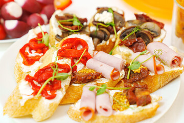 sandwiches with different fillings.