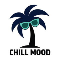 Stylized palm tree logo design vector illustration