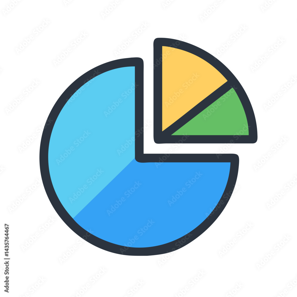 Poster simple data pie chart in primary colors on black