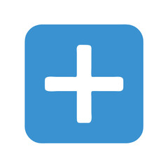 Fototapeta premium Graphic blue square with a black plus sign symbol