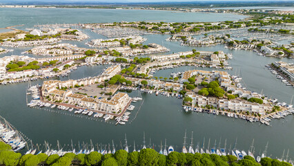 Aerial view of the Port Camargue, Le Grau-du-Roi, South of France