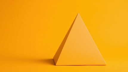 A pyramid sits on a yellow background.