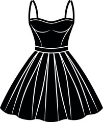 Sundress Silhouette Vector – Simple Black Summer Clothing Illustration Vector