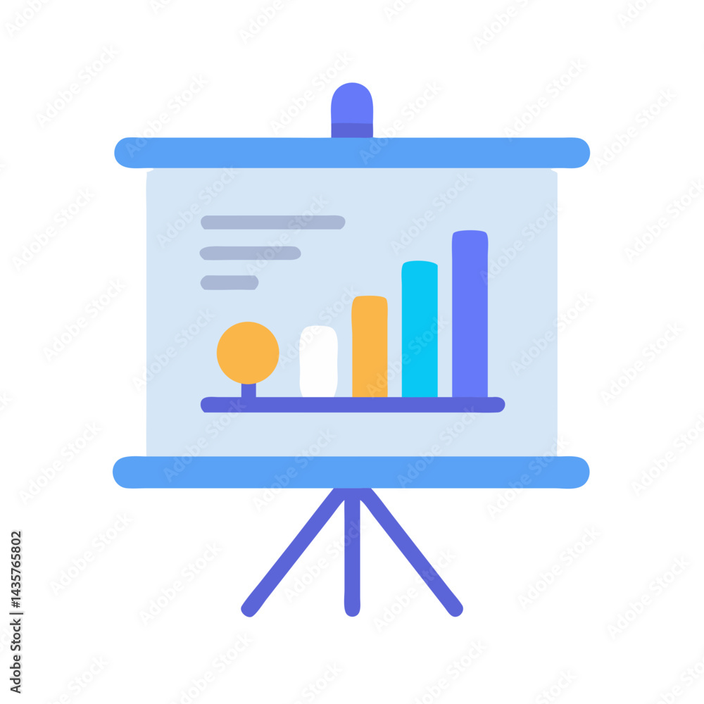 Aufkleber flat design presentation chart with growing colorful bar graph