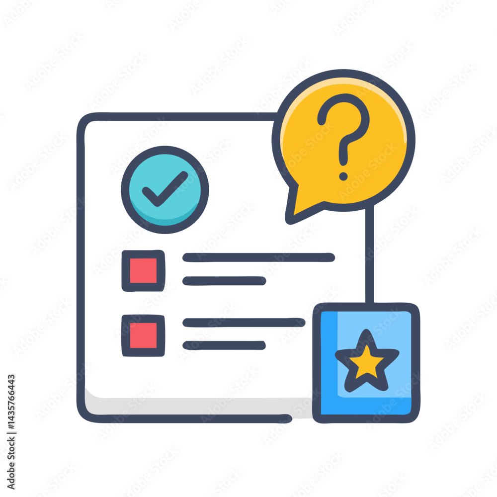 Poster task list with questions and favorites in flat style