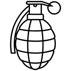 Hand grenade vector line art on white background