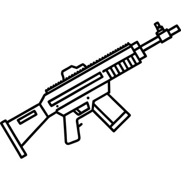 FN SCAR vector line art on white background