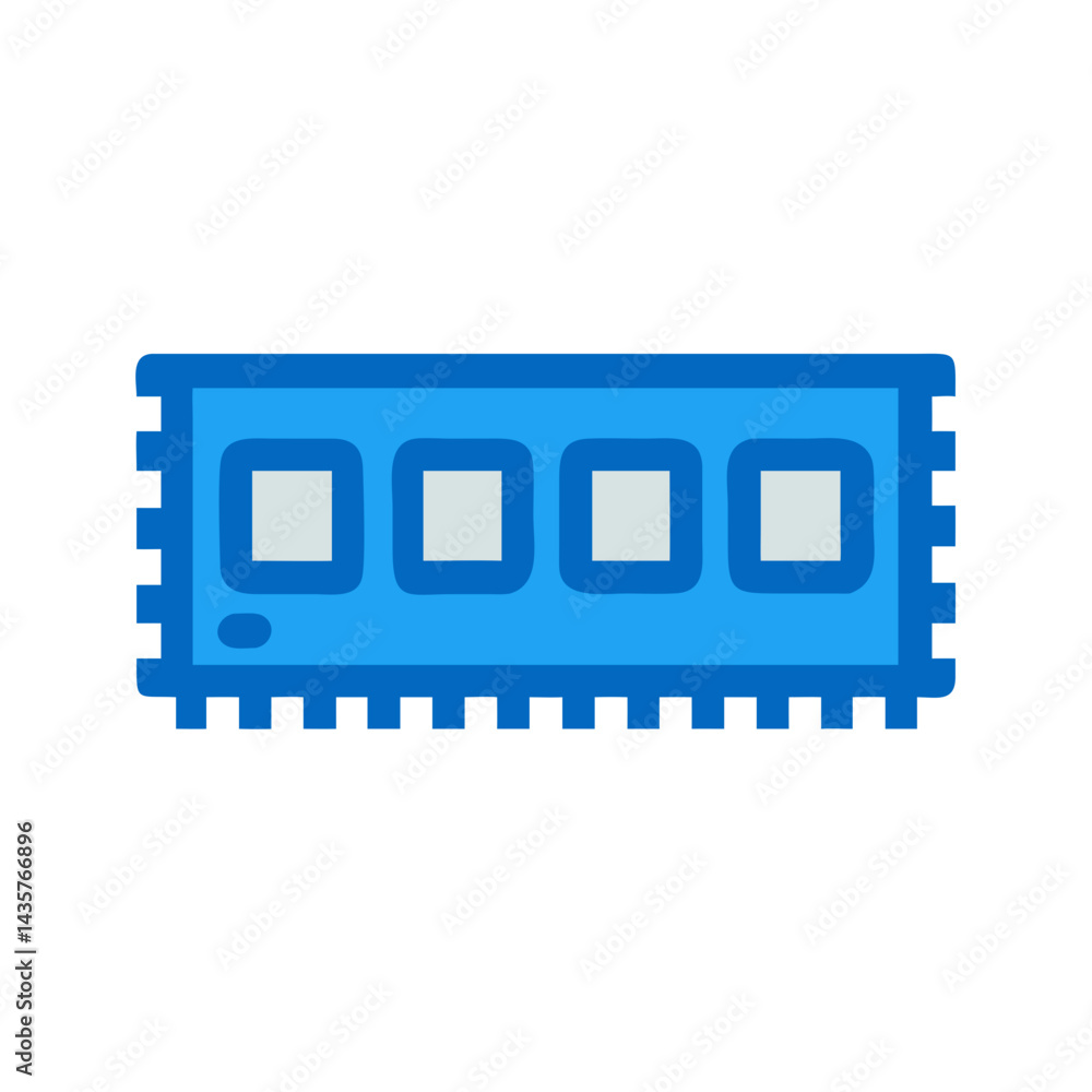 Aufkleber blue computer ram module on a black background view