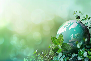 Greeting card with holiday composition for world environment day, abstract vivid composition consists of fictional unreal fantastic vision on background