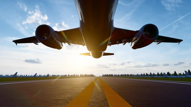 Early morning plane take off