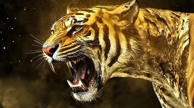 tiger on a white background. 3 d illustration.