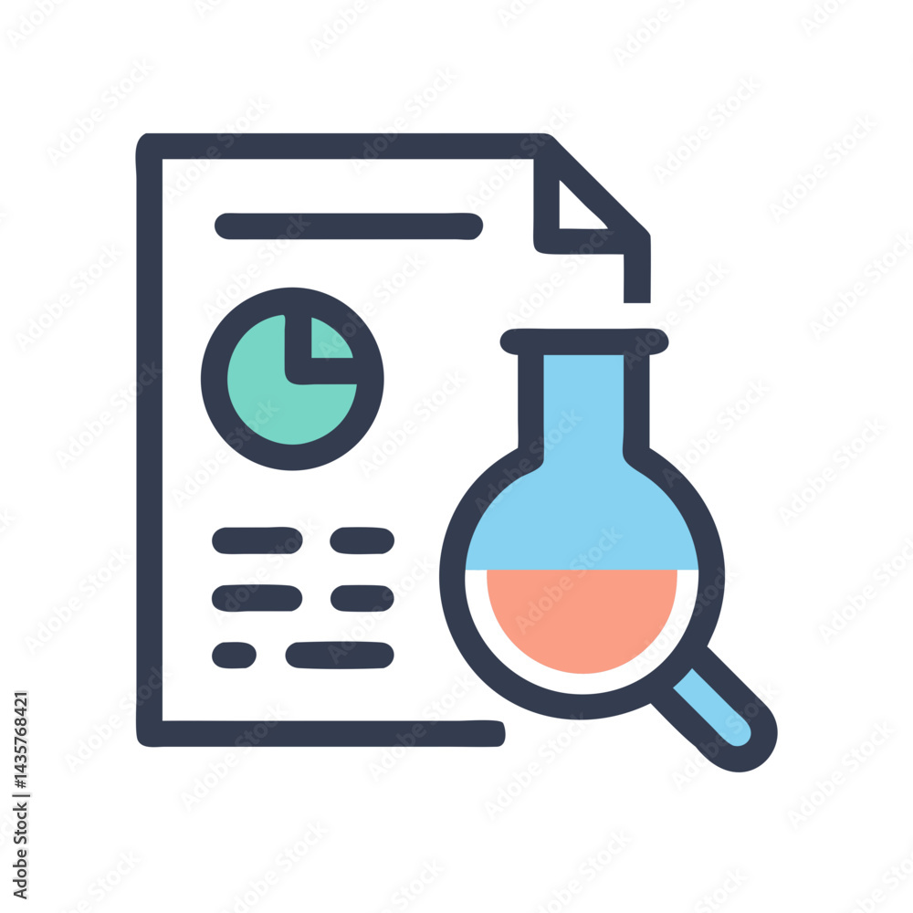 Poster research report analysis with lab flask data visualization