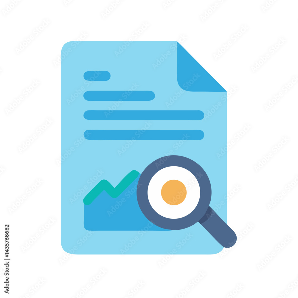 Poster data analysis report with magnifying glass for investigation