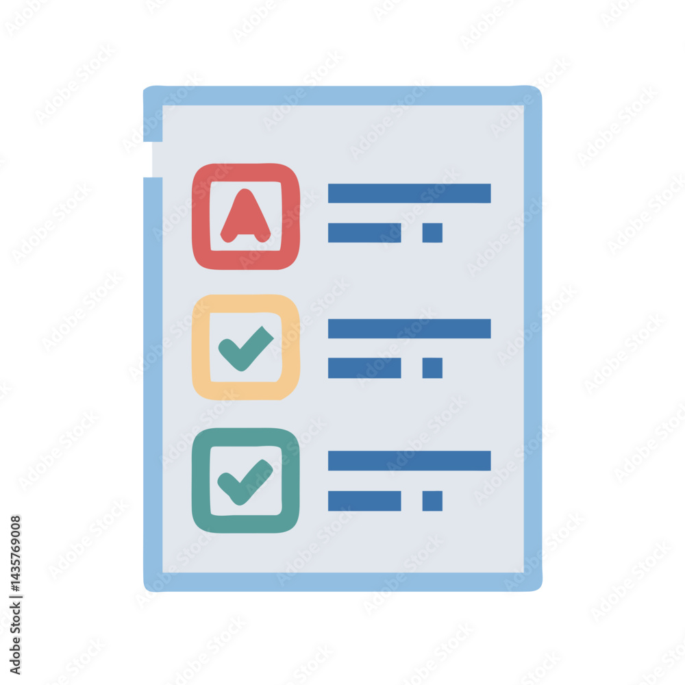 Poster checklist illustration representing task completion and project management progress