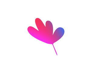 Minimalistic pink abstract flower petal shape on white background.