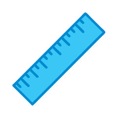 Blue ruler with measurements illustration against black background