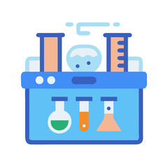 Flat design science laboratory kit with various glass tubes