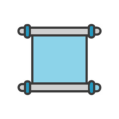 Isolated old scroll on black backdrop with soft colors