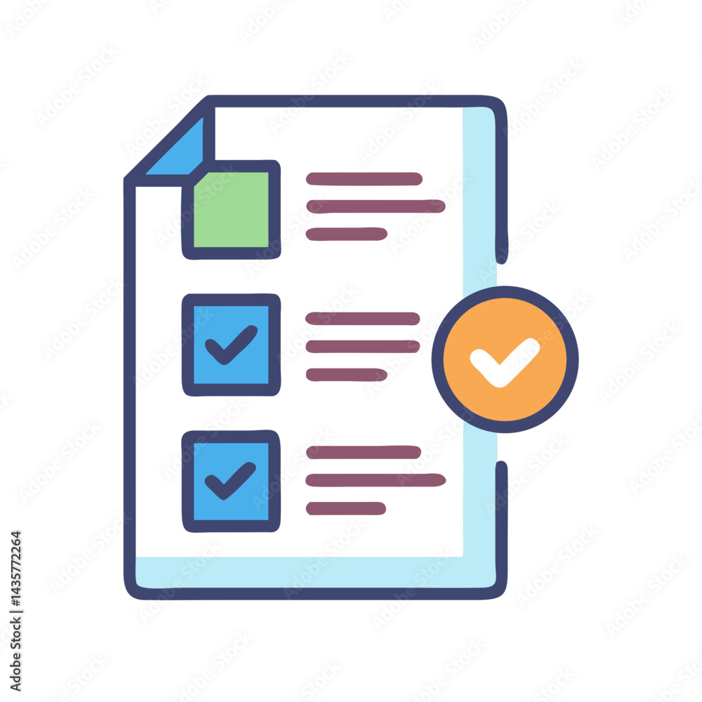 Poster checklist complete vector icon representing project success