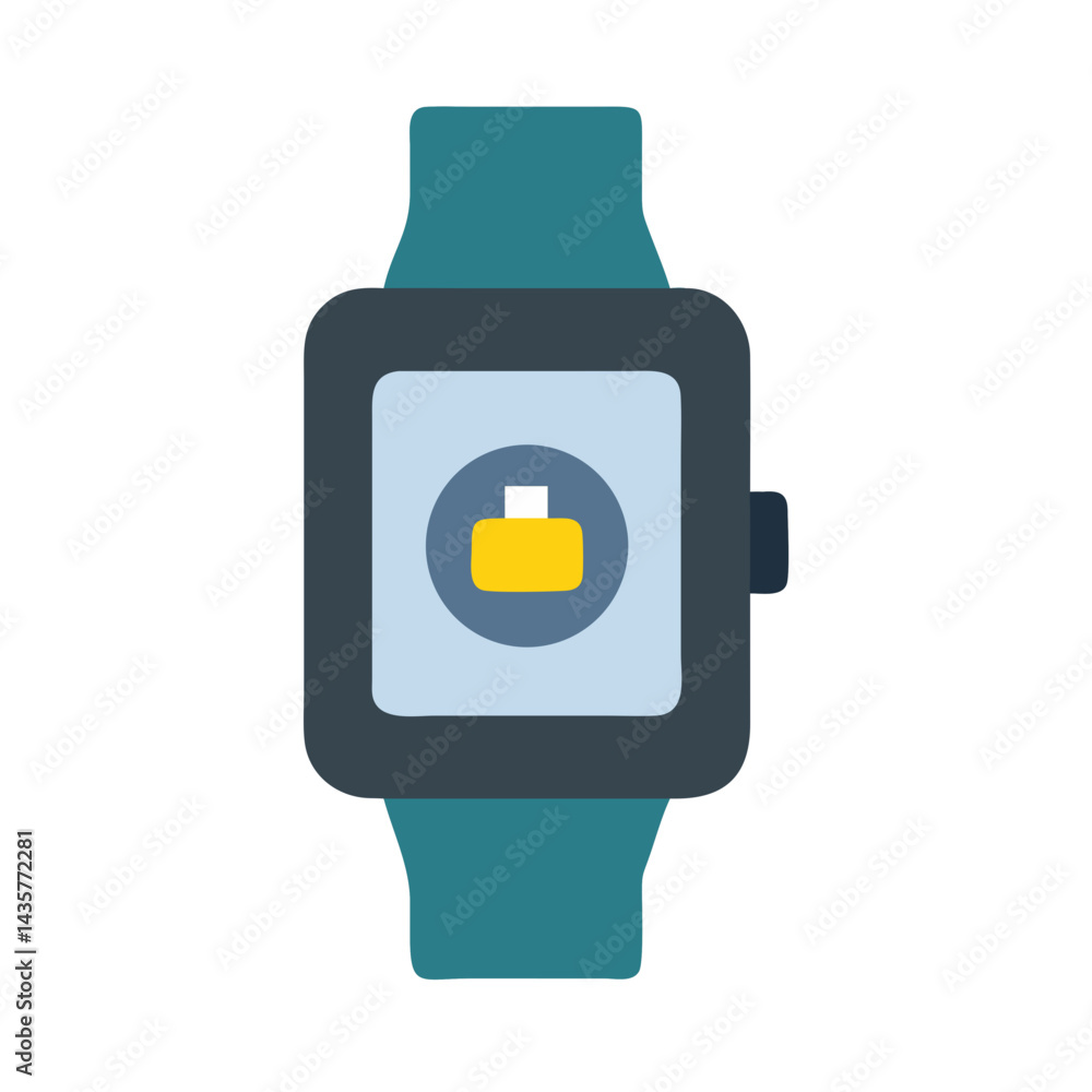 Poster smart watch with suitcase icon on screen display