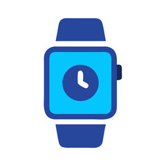 Stylized flat icon smart watch on black background