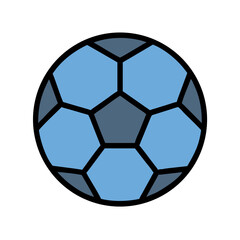Obraz premium Stylized soccer ball icon in blue tones on black