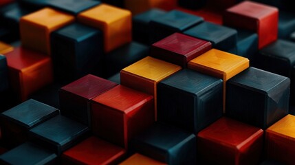 Obraz premium Colorful 3D cubes, abstract design, geometric pattern, background showing many cubes