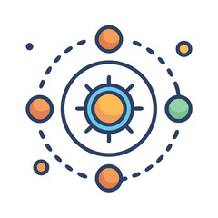 Solar system with planets orbiting the sun illustration