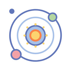 Minimalist Flat Design Illustration of a Solar System Model