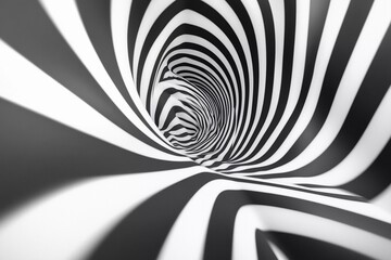 Swirling black and white checkered tunnel creates a mesmerizing optical illusion experience