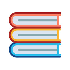 Three colorful books stacked on a black background illustration