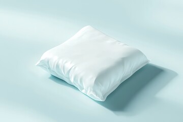Soft, white pillow on a light blue surface
