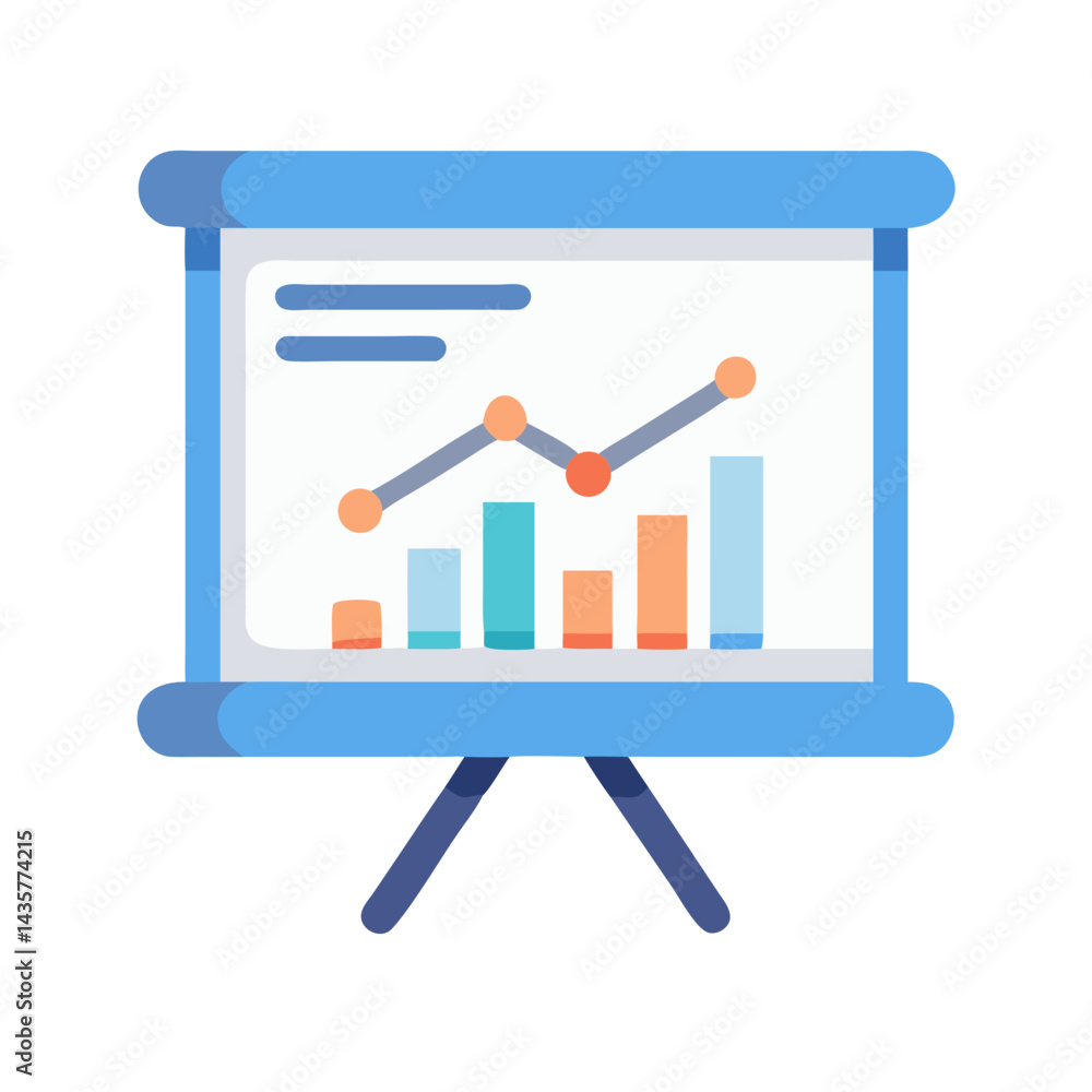 Poster presentation board displaying growth chart and financial analysis data
