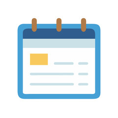 Calendar icon illustration with event details, flat design