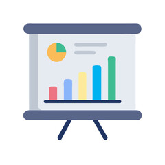 Business presentation whiteboard displaying charts and graphs for data