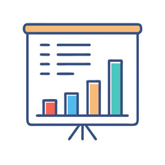 Colorful bar chart on presentation board showing positive trend